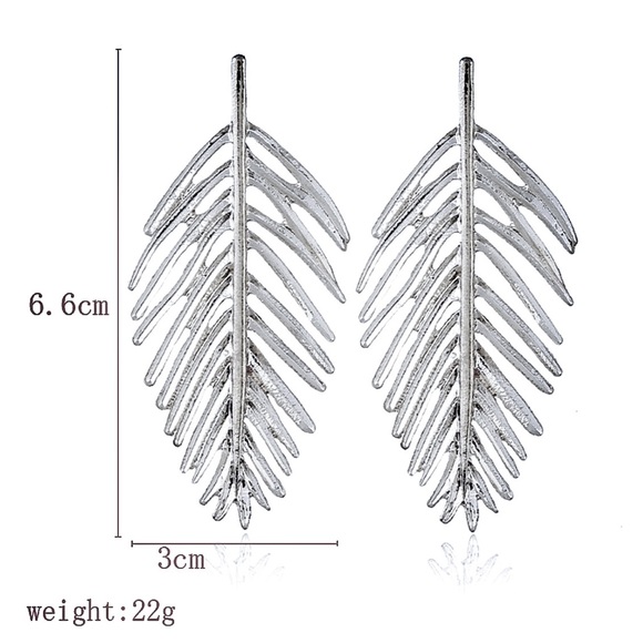Silver Feather Stud Earrings - Picture 6 of 7